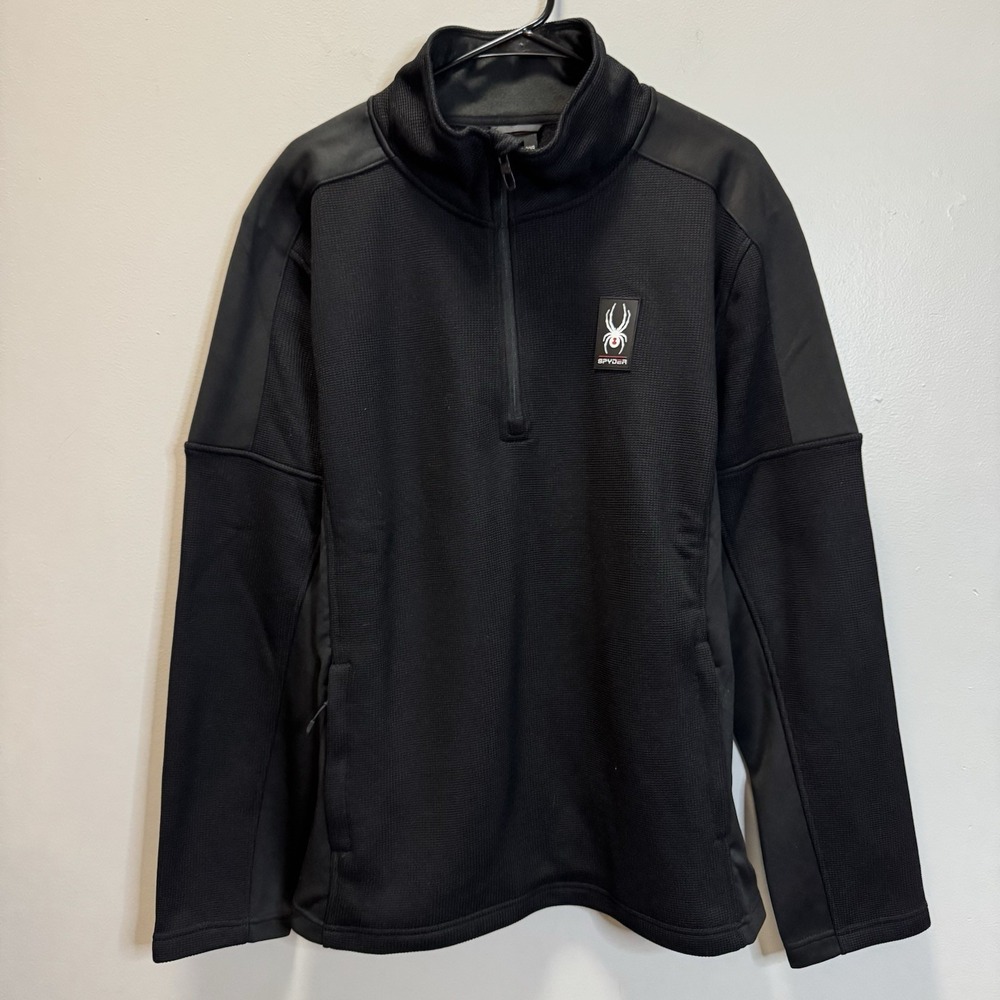 Spyder Active Pullover Men's Black Top Sweatshirt‎ 1/4 Zip  Training Size XL